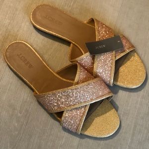 NWT J. Crew Nude Glitter Sandals